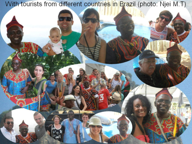 With other tourists in Brazil
